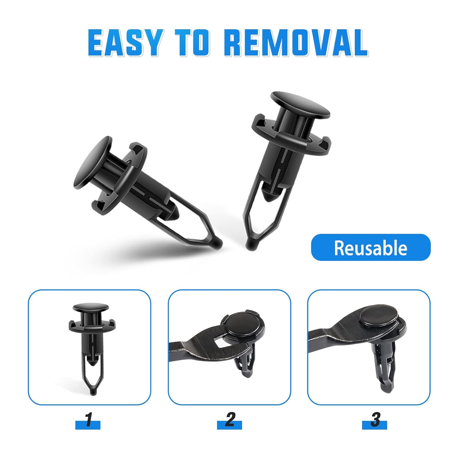 Yesker Juego de 100 clips para parachoques de automóvil, retenedores de empuje, de plástico, de nailon, para guardabarros, remaches, con 1 removedor