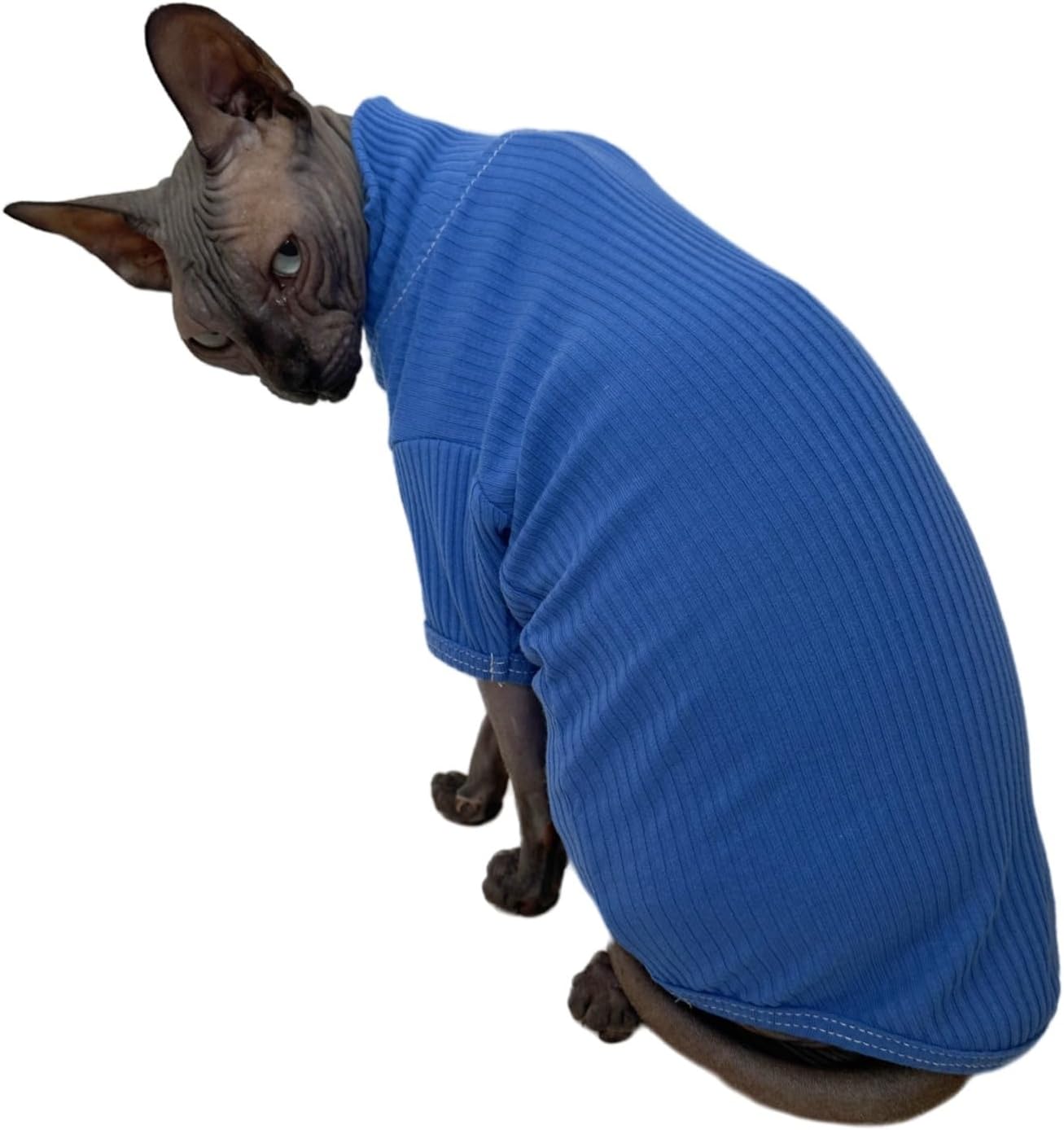 Sphynx – Camisa de algodón de cuello alto para gatos, camisetas de gatito con mangas, pijama de gato para Sphynx Cornish Rex, Devon Rex, Peterbald