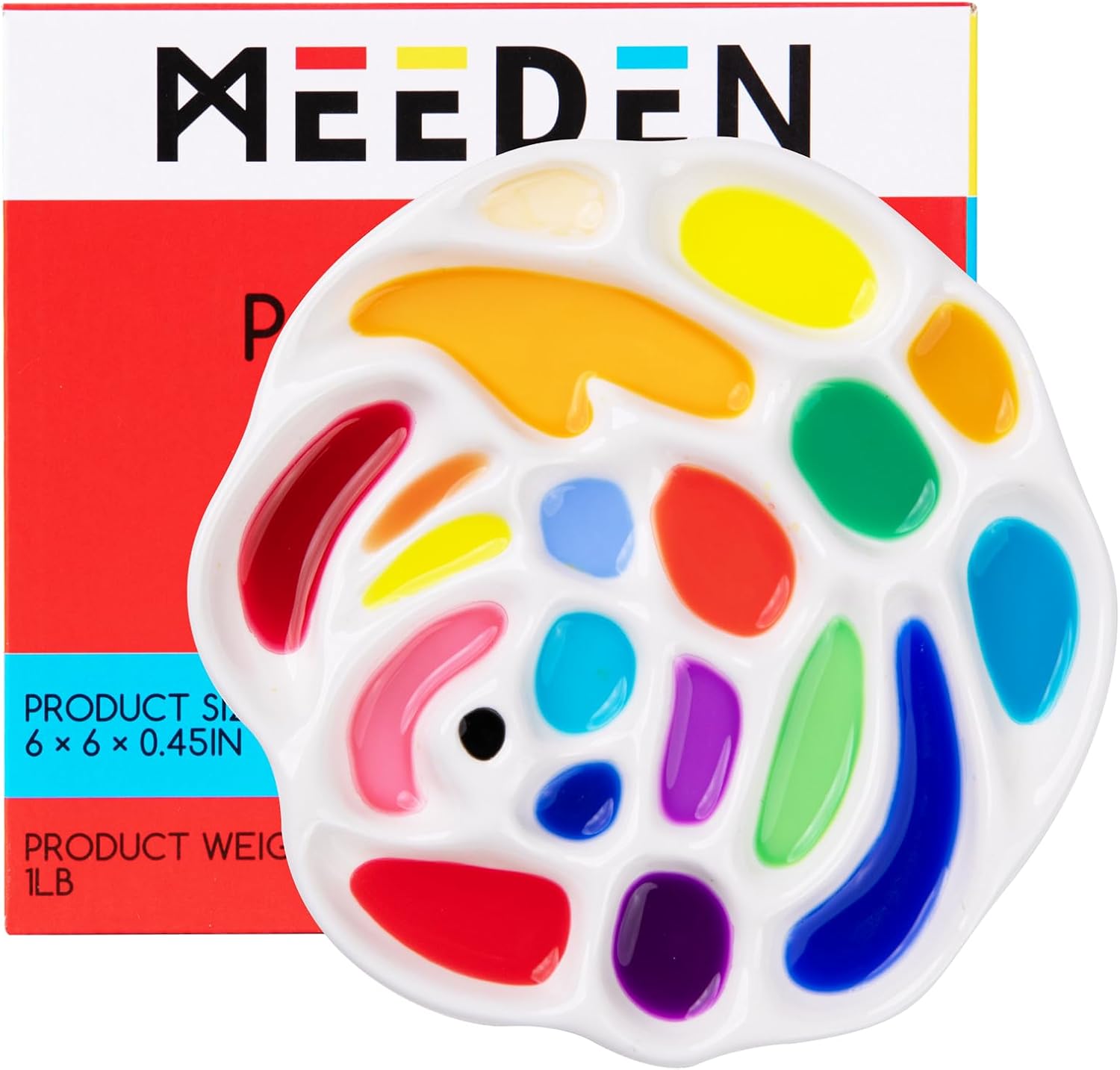 MEEDEN – Paleta de pintura de acuarela de porcelana, diseño de rosa, bandeja para pintar de acuarela de artista, color gouache, 6.0in de diámetro