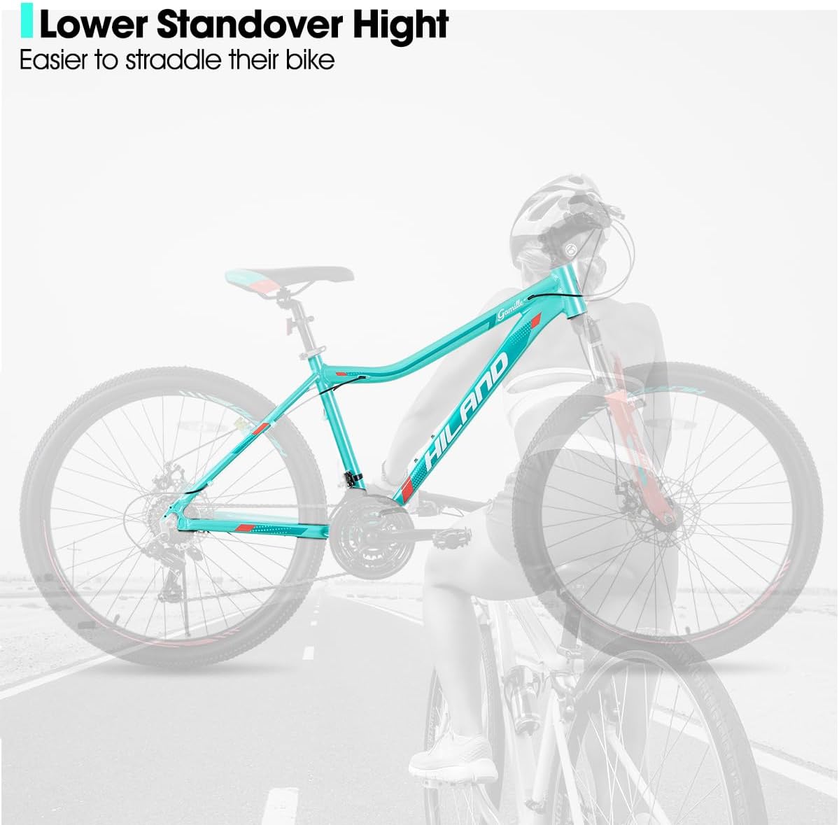 Hiland – Bicicleta de montaña de 26 pulgadas para mujer, 21 velocidades con horquilla de suspensión de bloqueo, frenos de disco duales, marco de