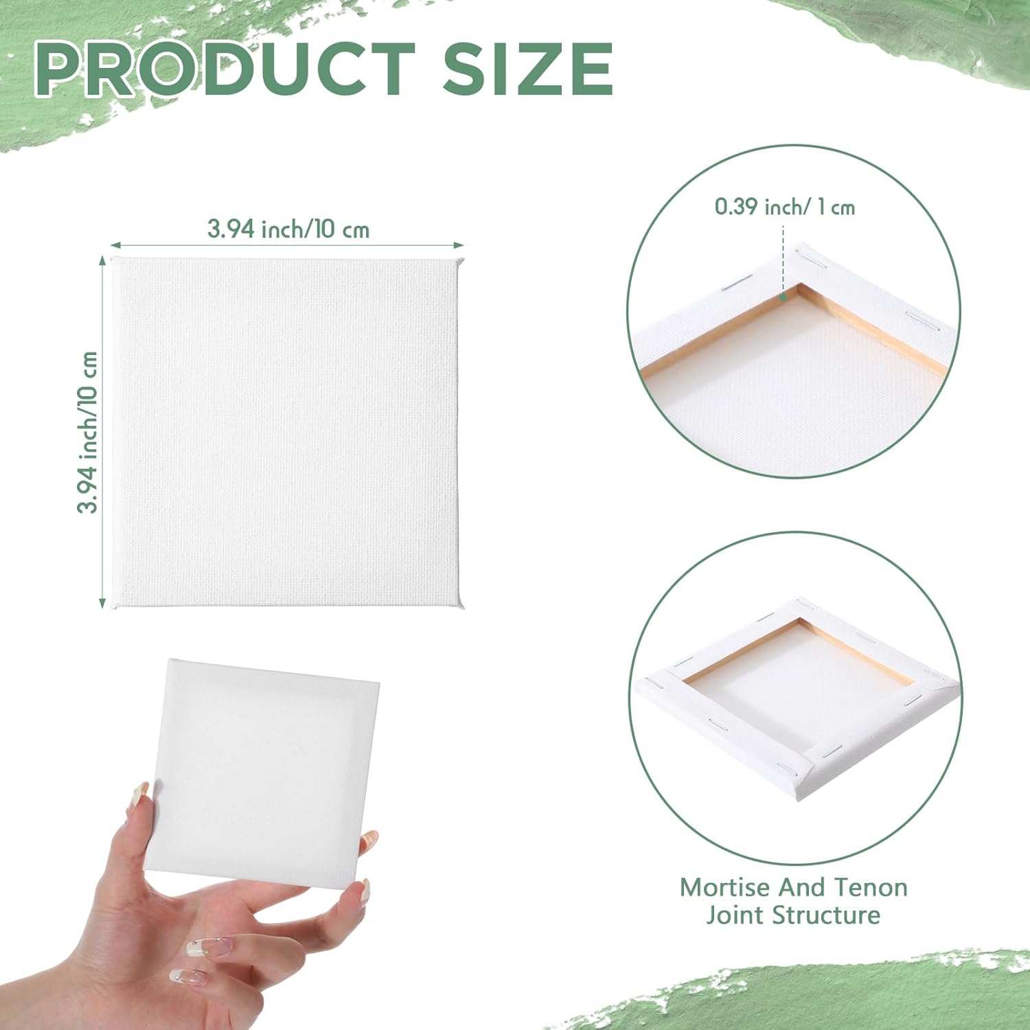 Yeaqee 50 Pcs Mini Painting Canvases Stretched Canvases Panels Square Blank White Small Canvas Boards for Oil, Acrylic Watercolor Paint Painting