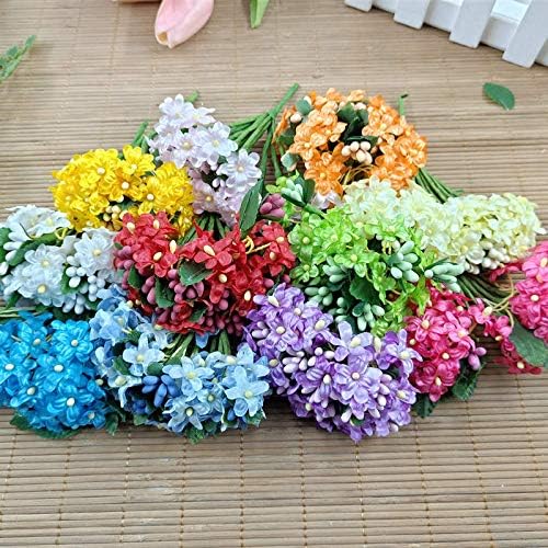 EdricShop – 144 piezas de mini ciruela seda estame artificial Buque DE Flores para decoración de casamento decorativo Guirlanda de Flores