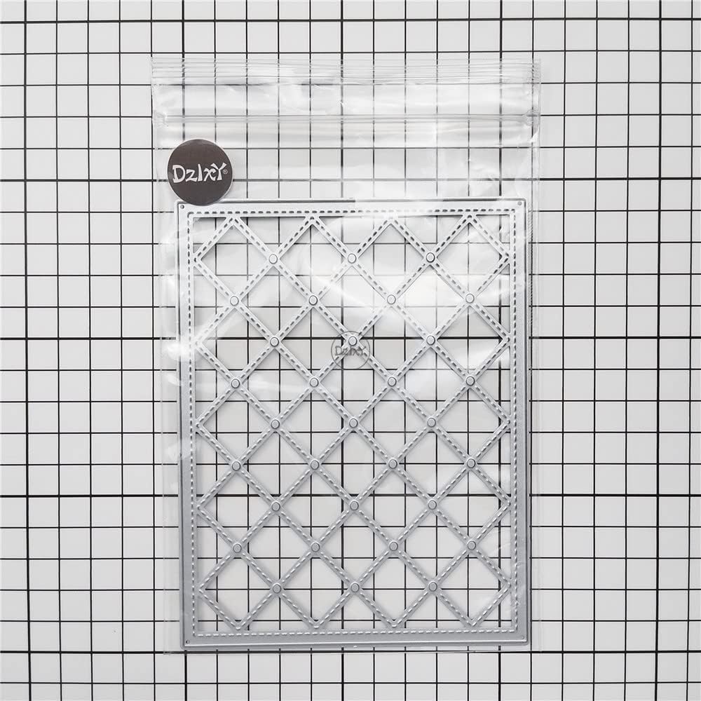 DzIxY Troqueles de corte de metal con fondo de cuadrícula de línea punteada para hacer tarjetas de papel troquelado, conjuntos de troqueles, álbum,