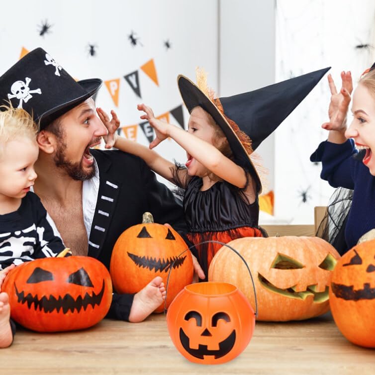 VALICLUD Cubo de Halloween para Halloween, soporte portátil de plástico multiusos para regalos de fiesta, suministros de decoración del hogar, cubo