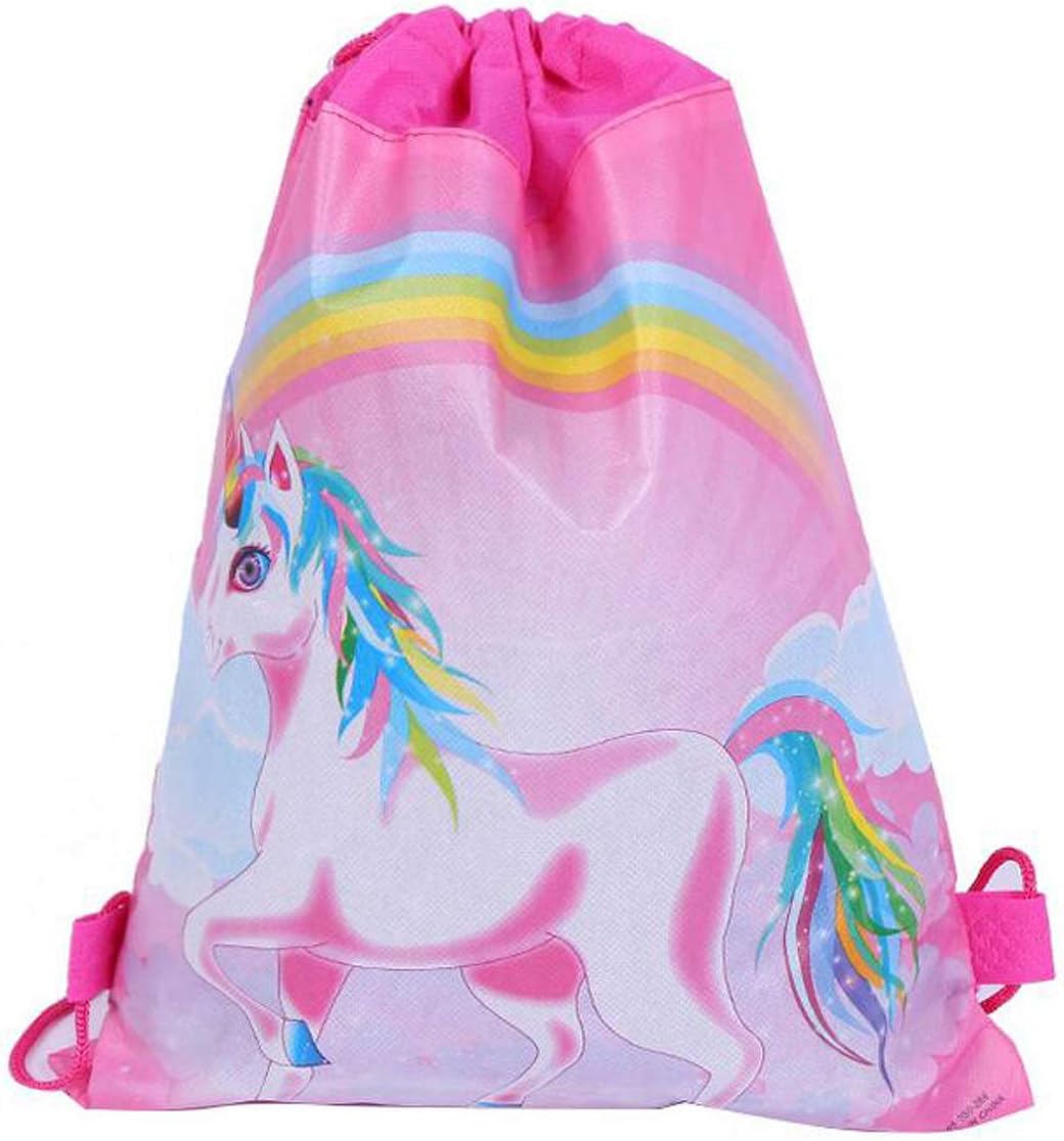 Bolsa de recuerdo de fiesta de unicornio, paquete de 8 mochilas con cordón de unicornio como bolsas de regalo de fiesta, bolsas de dulces para