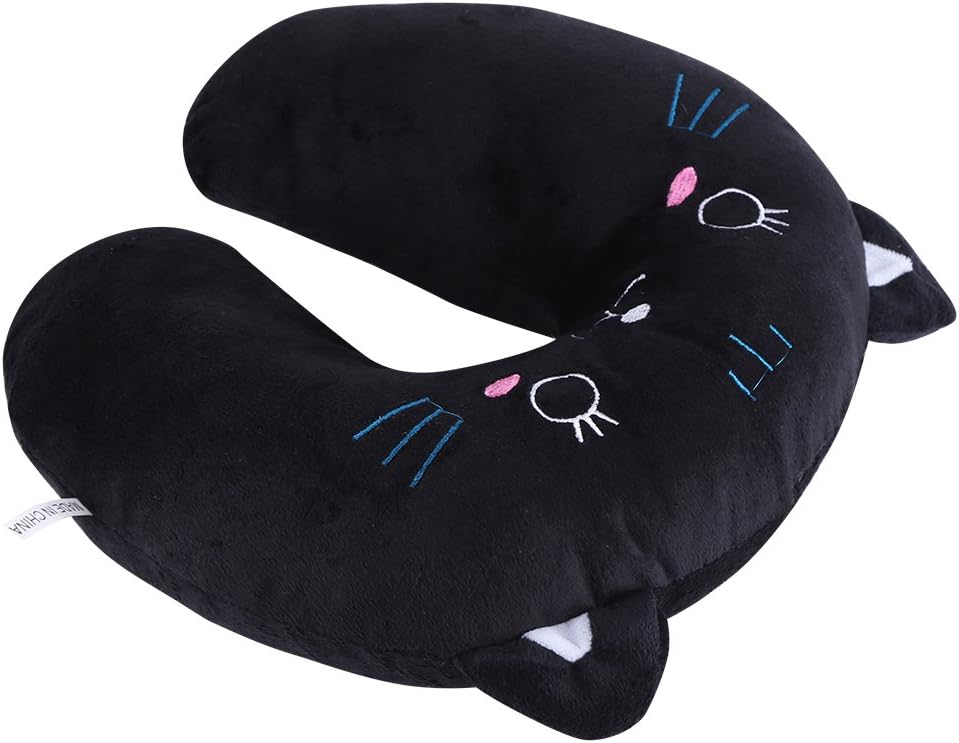 Mumusuki Almohada de cuello con reposacabezas de dibujos animados, almohada de viaje con forma de animales durmiendo, cojín de descanso para cuello,