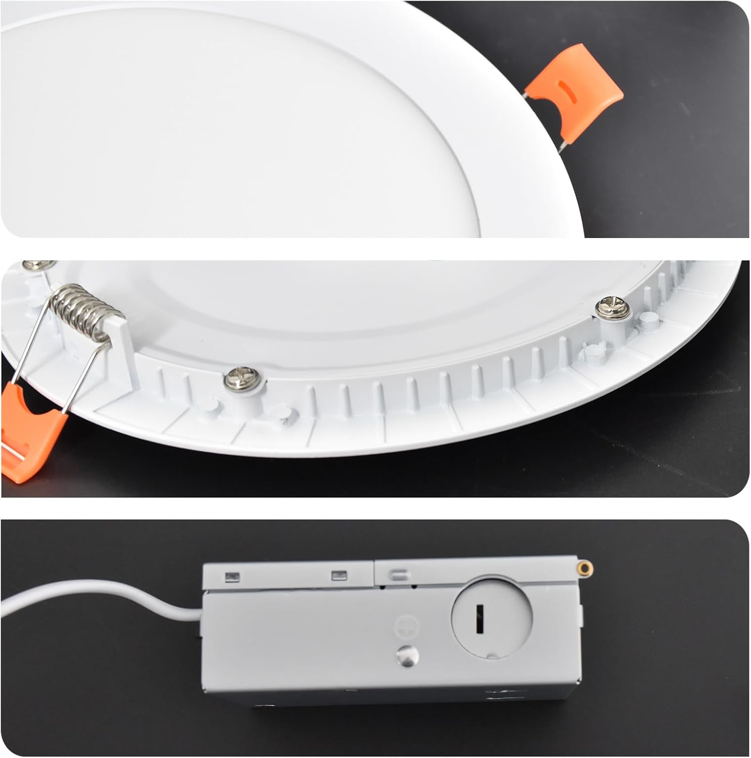 Gugsey Iluminación empotrable de 6 pulgadas  Regulable 5CCT ultrafina lámpara de techo con caja de conexiones, 2700K-5000K seleccionable, 12W 110W