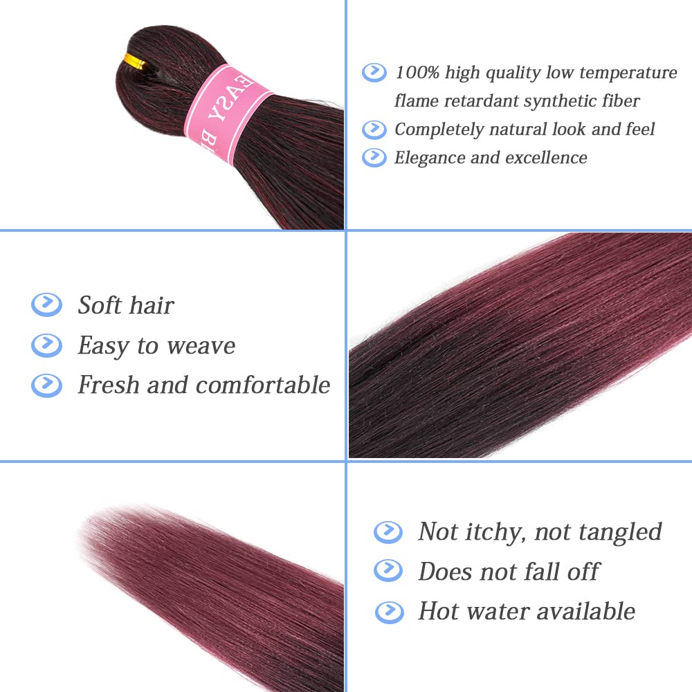 Extensiones de cabello trenzado preestirado a baja temperatura de 26 pulgadas, extensiones de cabello trenzado ombré, paquete de 6 extensiones de