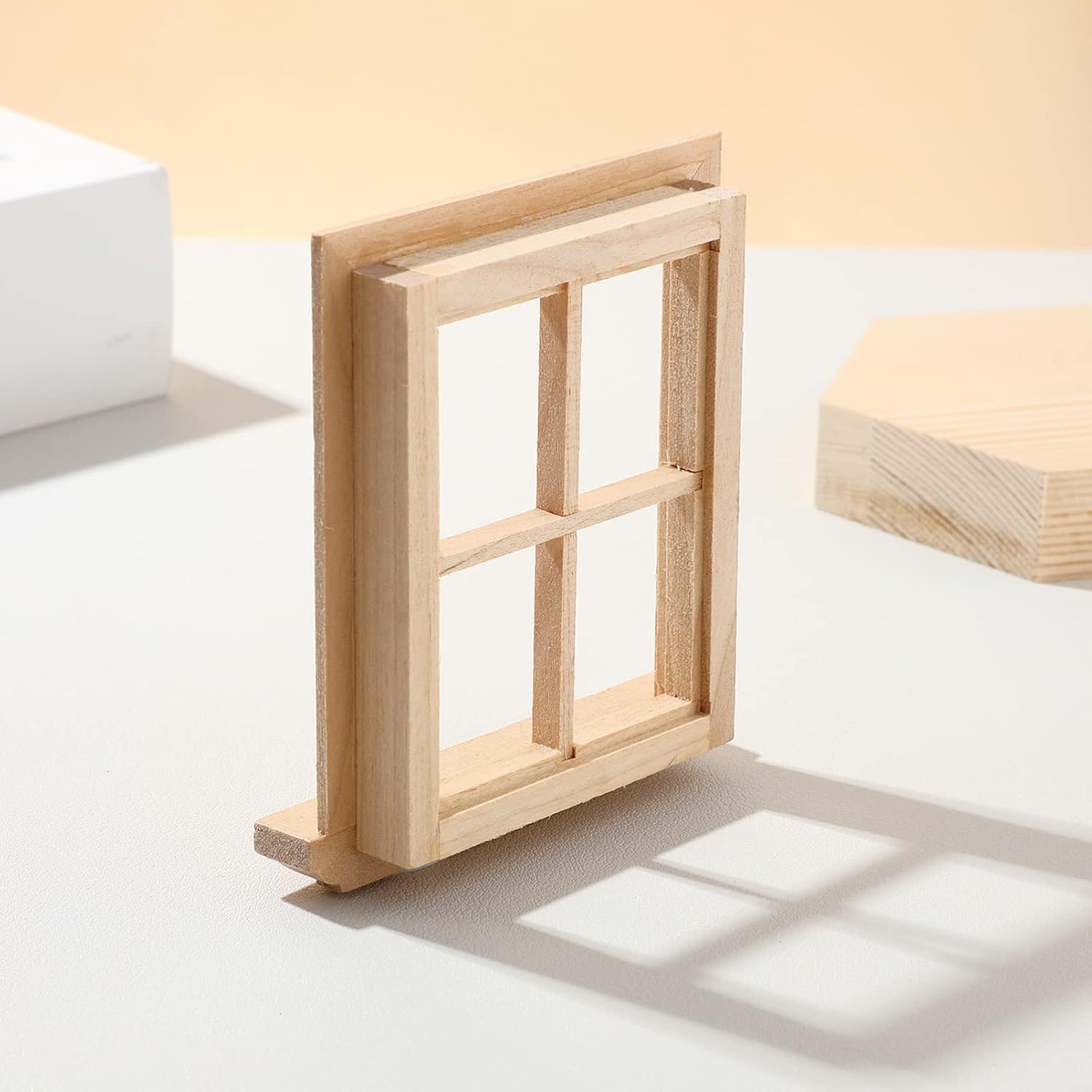 Toyvian Muebles de casa de muñecas Mini marco de ventana Modelo Pequeño marco de ventana de madera Muebles en miniatura Muñeca Mini ventana