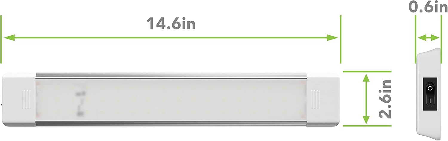 Leisure LED Lámpara de techo LED para caravana con interruptor de encendidoapagado de 14.5 pulgadas, 5000 K, blanco natural, 12 V24 V CC, 1080