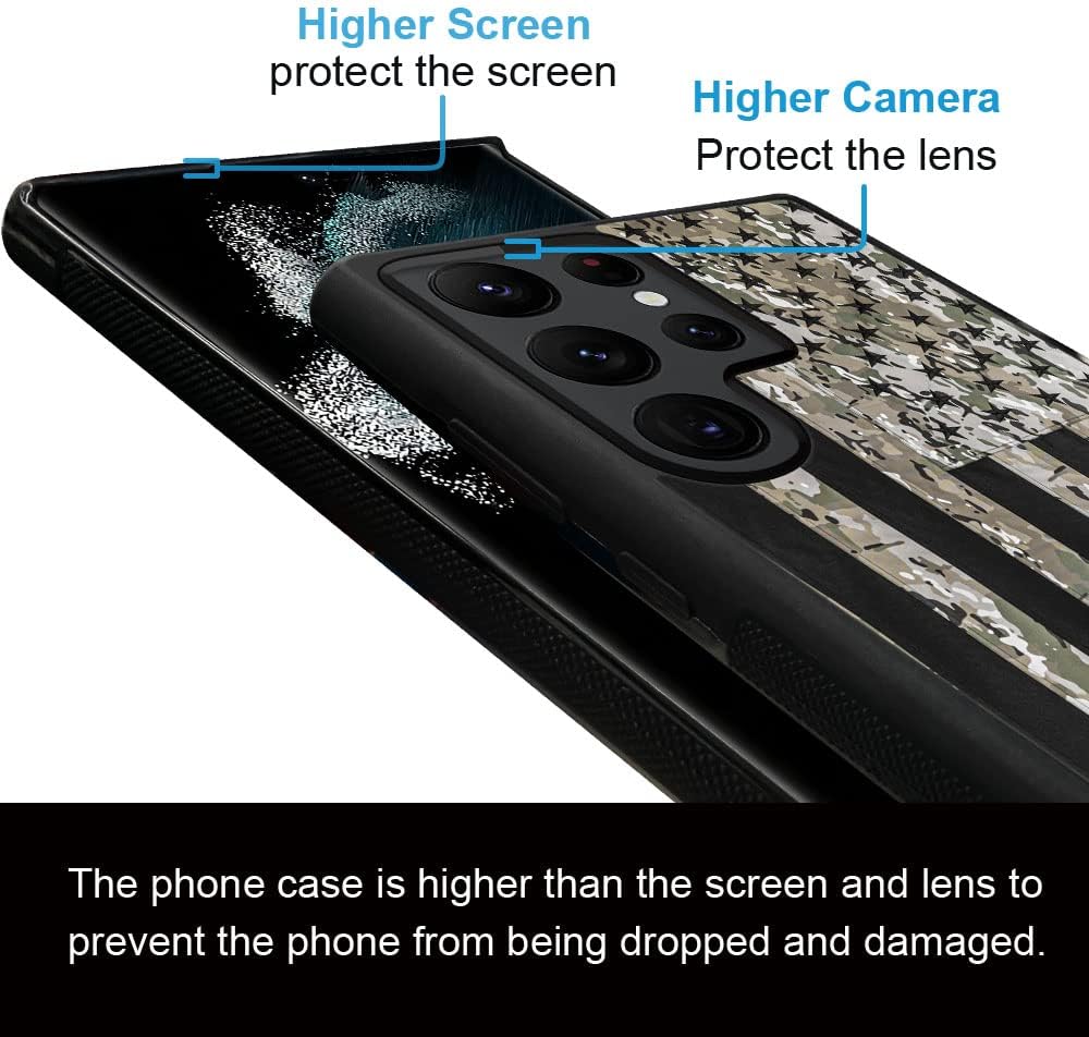 DJSOK Funda compatible con Samsung Galaxy S22 Ultra, diseño clásico de bandera de camuflaje y funda protectora de silicona suave