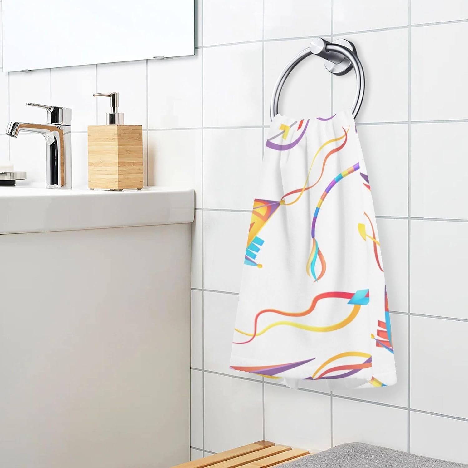 ZOEO Juego de 2 toallas de mano de baño coloridas de cometas, toallas absorbentes de algodón suave y transpirable, para baño, cocina, hotel, spa,