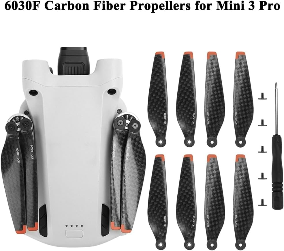 XNasu Mini 3 Carbon Fiber Propeller Drone Blade Props Replacement for DJI Mini 3 Pro Drone Light Weight Wing Fans Mini 3 Accessories (Color  8pcs