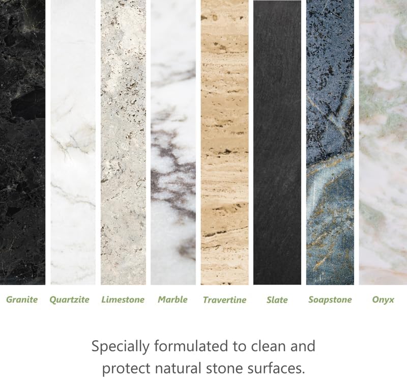 More Limpiador de piedra y cuarzo + protector  Limpiador de granito, cuarzo y mármol  Para encimeras de cocina y baño  Spray de superficie a base de