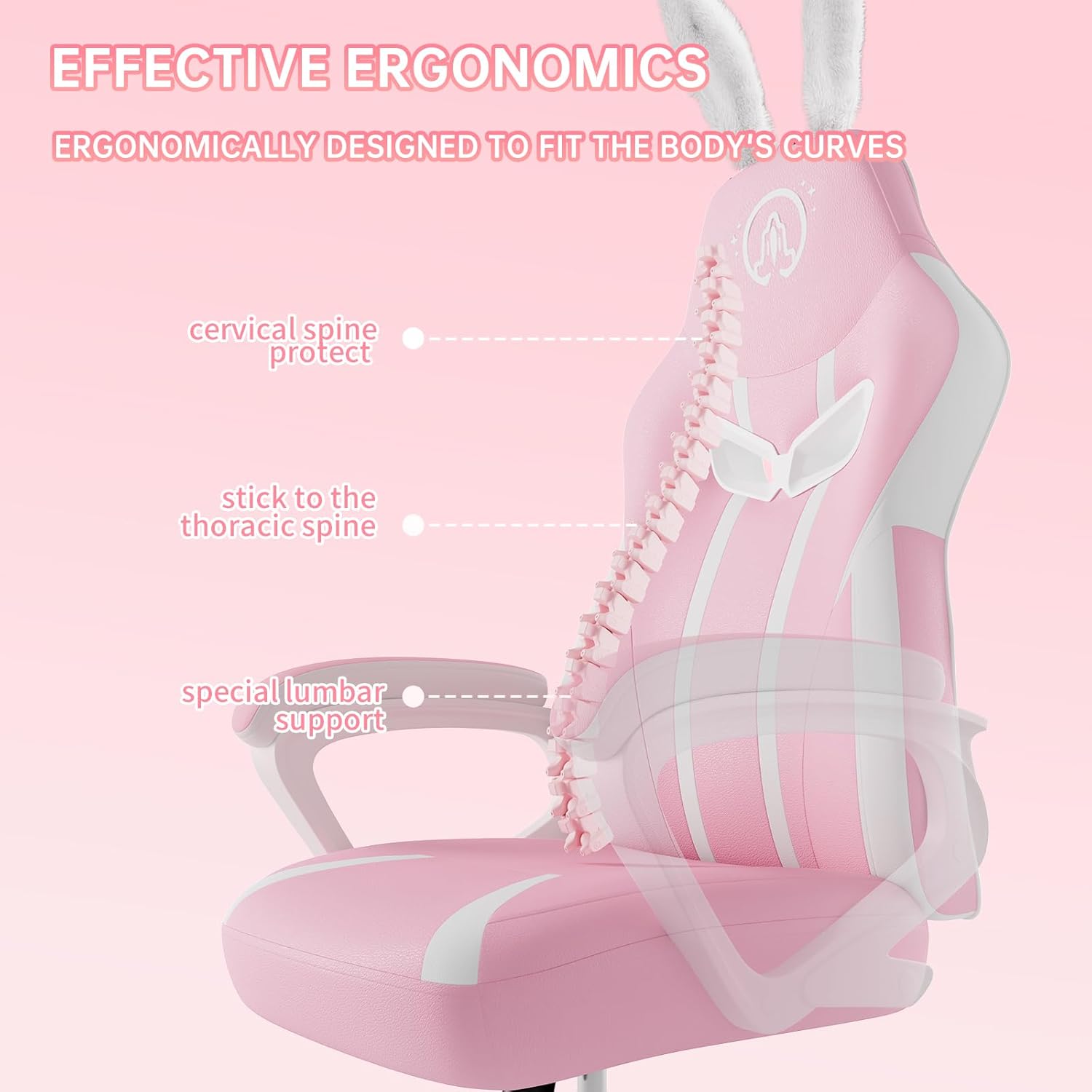 ZHISHANG Silla de juegos rosa para niñas, silla de jugador Kawaii para adolescentes, adultos, mujeres, silla de computadora ergonómica con soporte