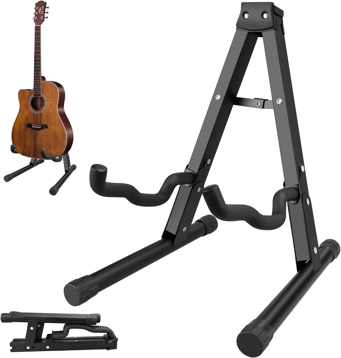 DkOvn Soporte para guitarra, 124 unidades de soporte plegable para guitarra con marco A con brazos de goma antideslizante y espuma, soporte de