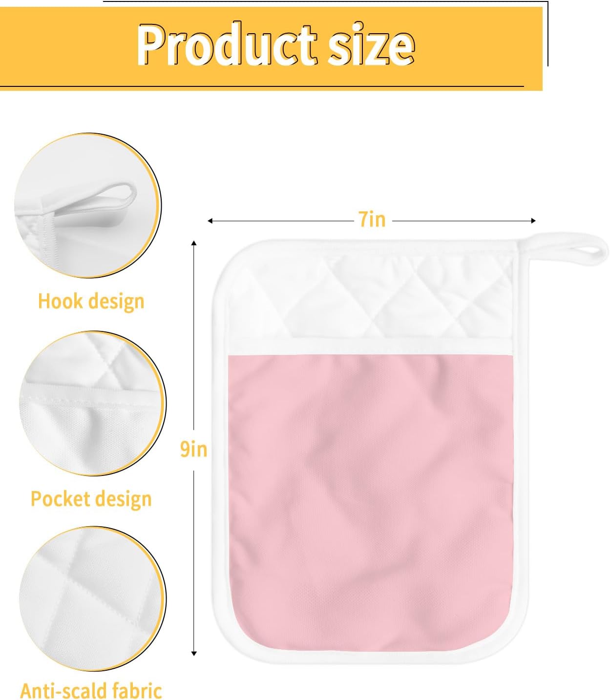 Juego de 3 agarraderas de tela de toalla para cocina, antideslizantes y aislantes de calor, con bolsillo, guantes gruesos para horno, posavasos para