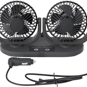 Ventilador de encendedor de cigarrillos de panel de instrumentos de 12 V CC, ventilador de circulación de aire de doble cabezal de bajo ruido, Ventilador de encendedor de cigarrillos de panel de instrumentos de 12 V CC, ventilador de circulación de aire de doble cabezal de bajo ruido,