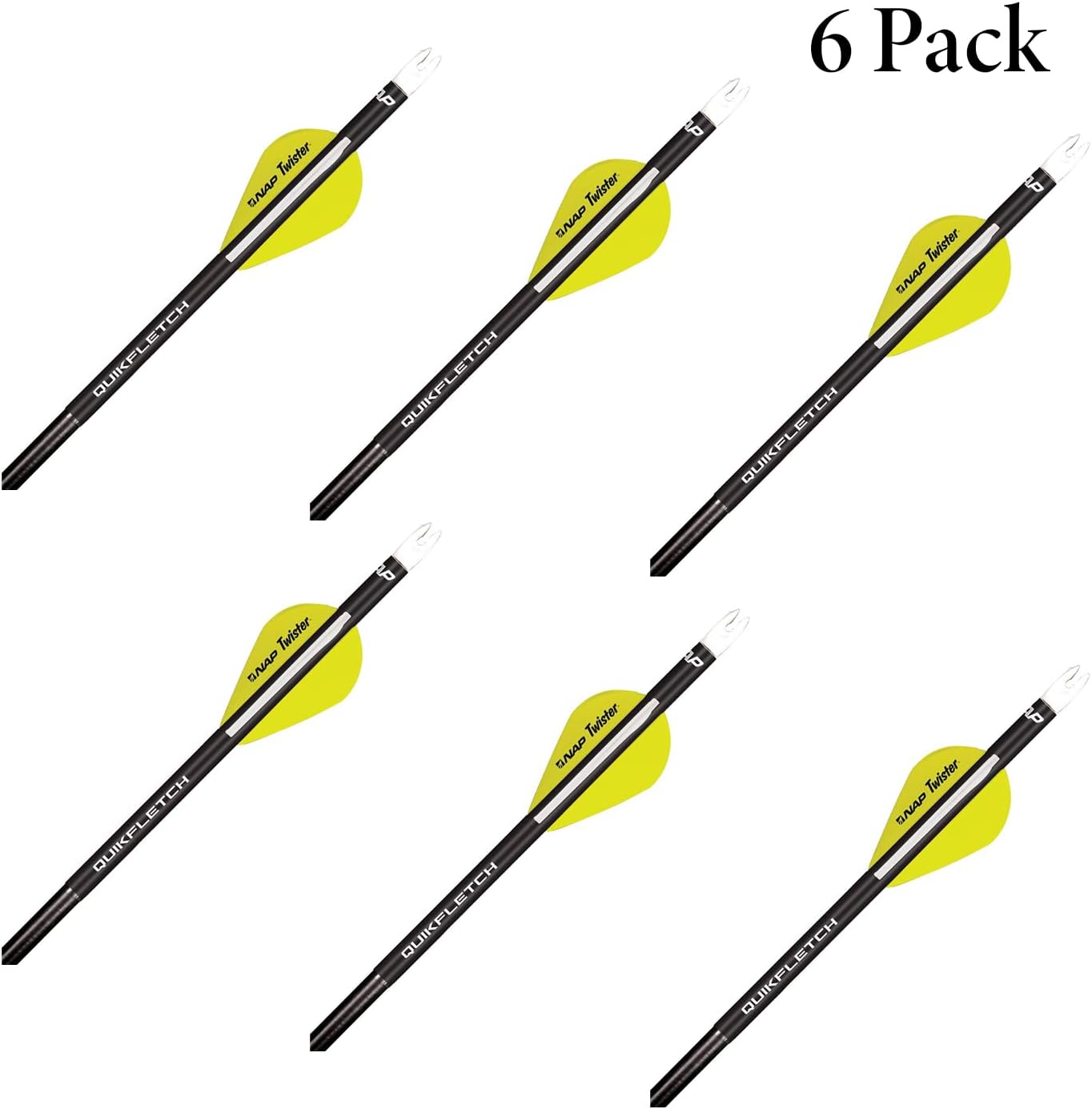 New Archery Products Quikfletch Twister 2″ 3-Vane Stabilizing Fletching for Increased Accuracy of Compound Bow Arrows & Crossbow Bolts – 6 Pack