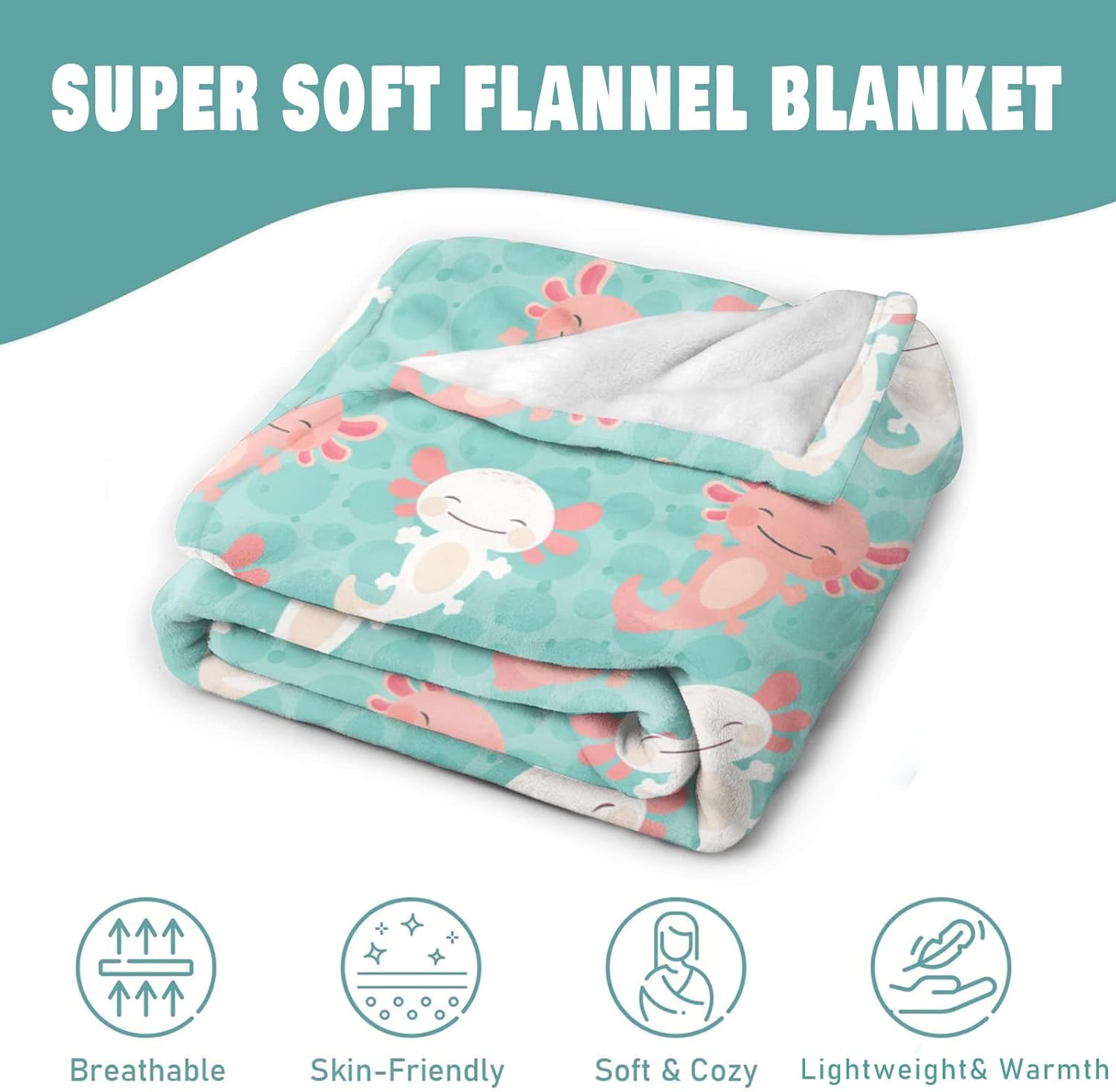 Manta Axolotl de ajolotl, regalos para niñas y niños, suave forro polar, acogedora y cálida, manta de regazo de franela para niños pequeños, niños y