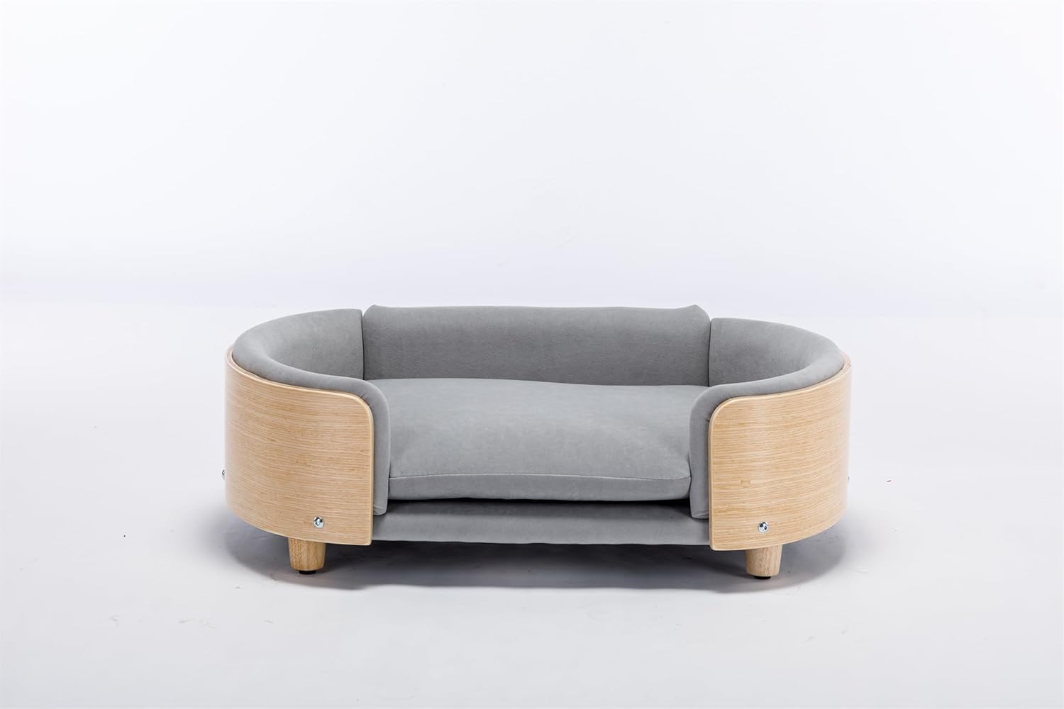 HomSof Cama elevada para perro de 30.7 pulgadas, sofá para mascotas con patas de madera maciza y respaldo de madera doblada, cojín de terciopelo,