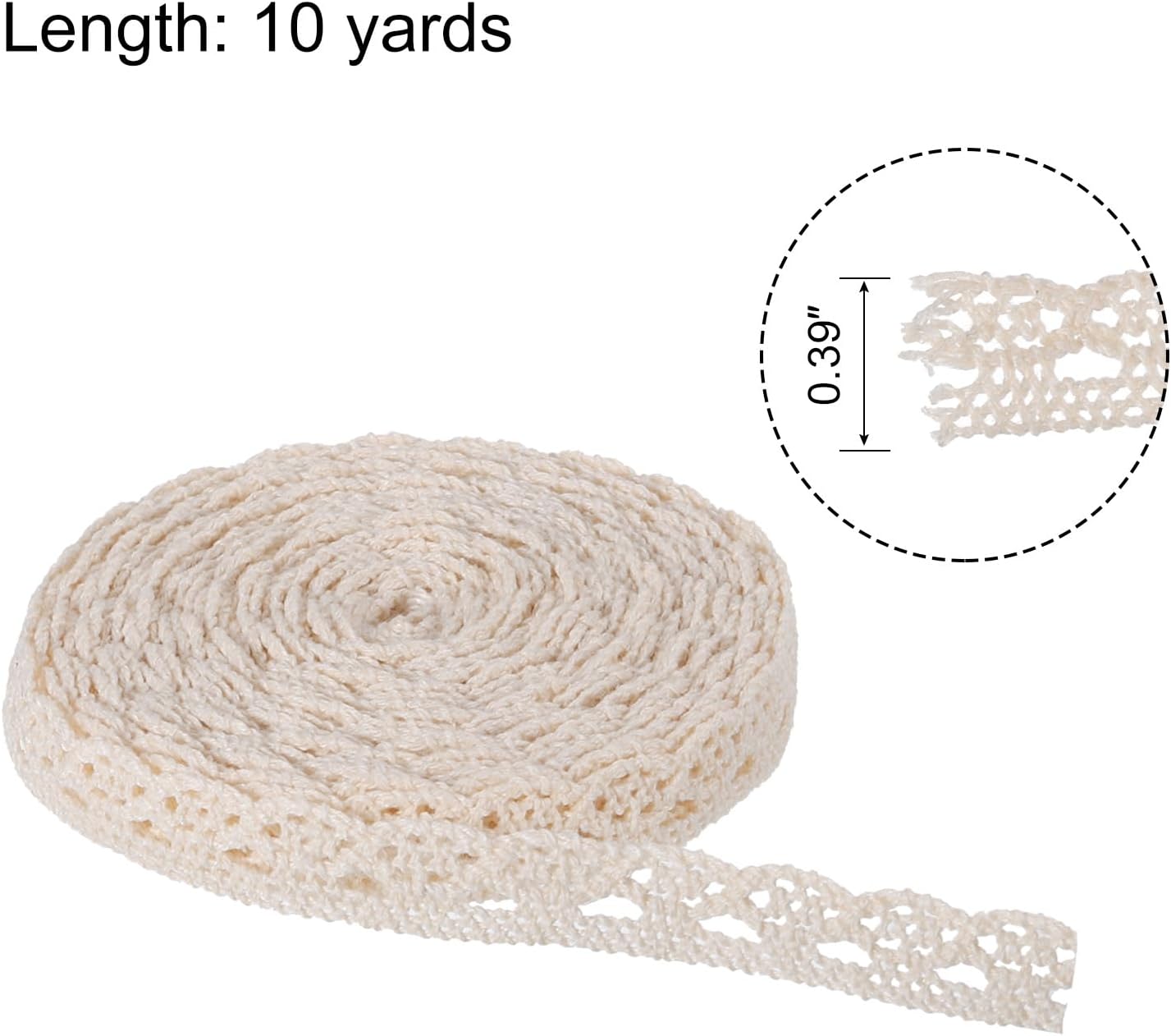 MECCANIXITY Cinta de encaje de algodón de 10 yardas de 0.39 pulgadas para manualidades, envoltorios de regalo, diademas, boda, color beige, estilo 2