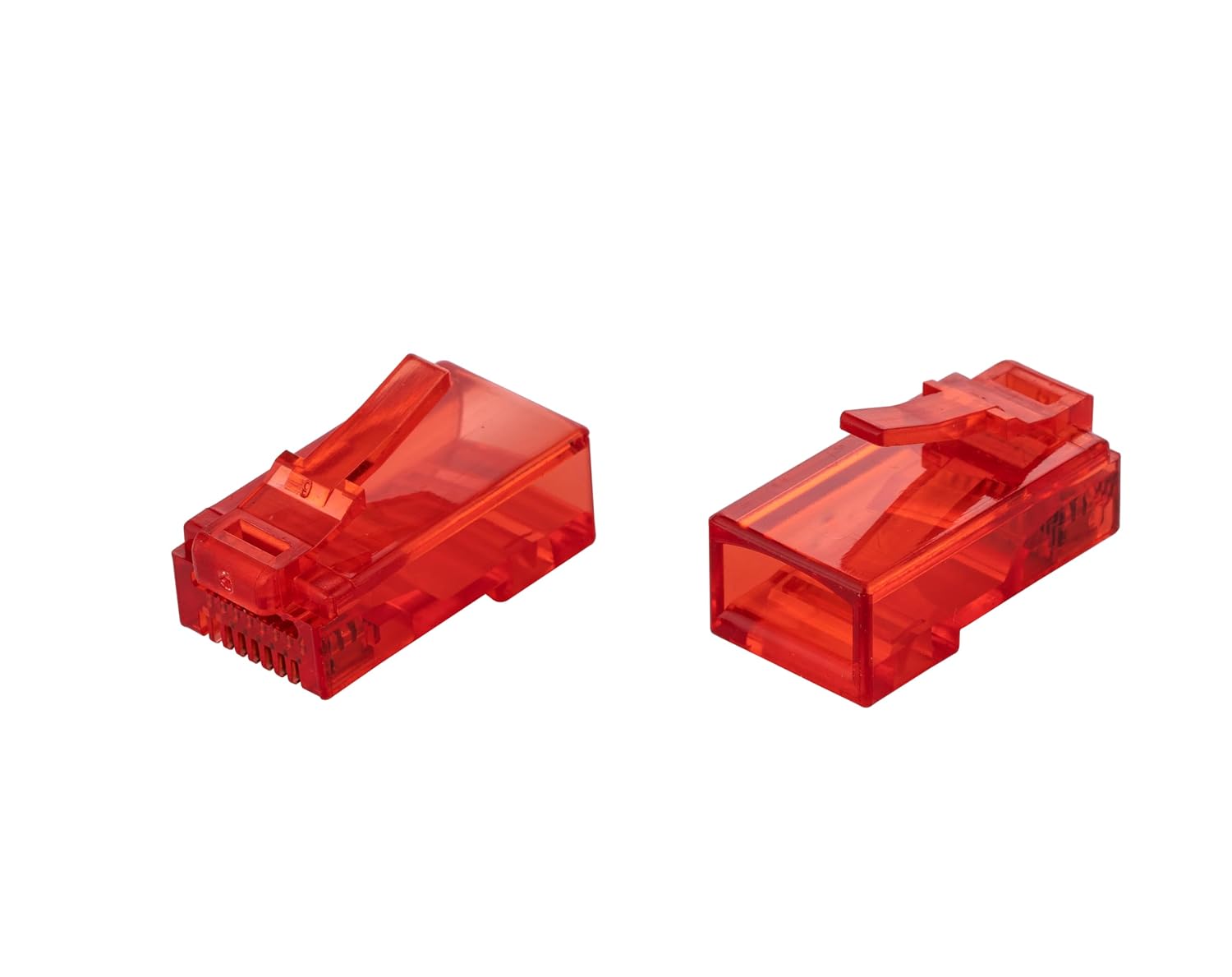 SATMAXIMUM RJ-45 Cat6 UTP Conector LAN Pass Through RJ45 Ends Ethernet Plug Network 50-Pack (Rojo)