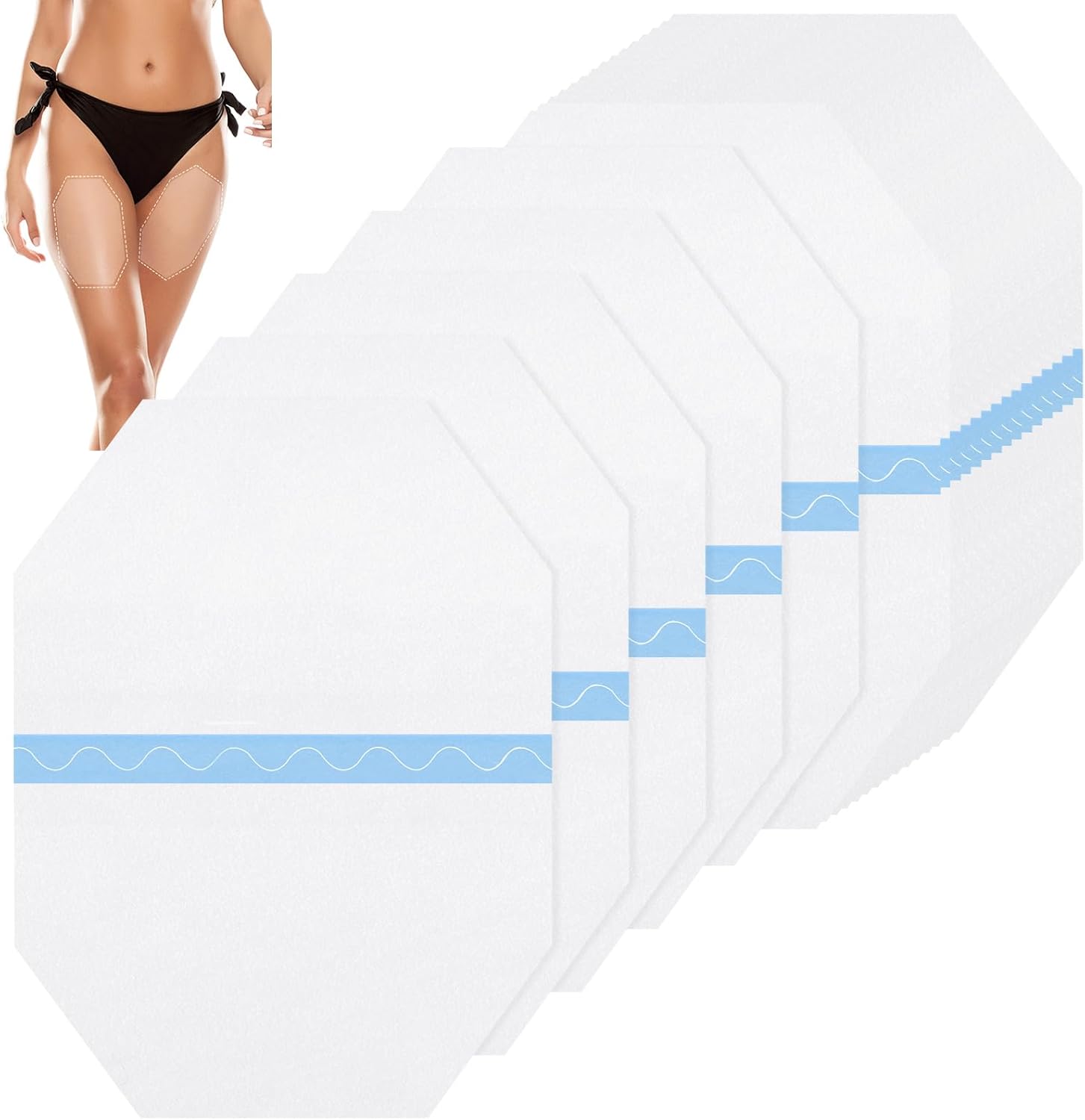 50 cintas octágonas para levantar muslos, cinta invisible para muslos, cinta adhesiva transparente para celulitis, para mujeres y niñas, para