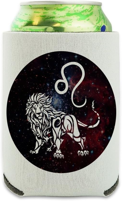 Leo Lion Horóscopo con signo del zodiaco en el espacio – Enfriador de latas – Funda aislante plegable para bebidas – Soporte aislado para bebidas