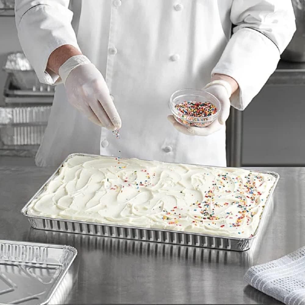 Sartenes desechables de aluminio de tamaño completo para hornear galletas  Bandeja antiadherente duradera y reutilizable con tapas de cúpula.  10