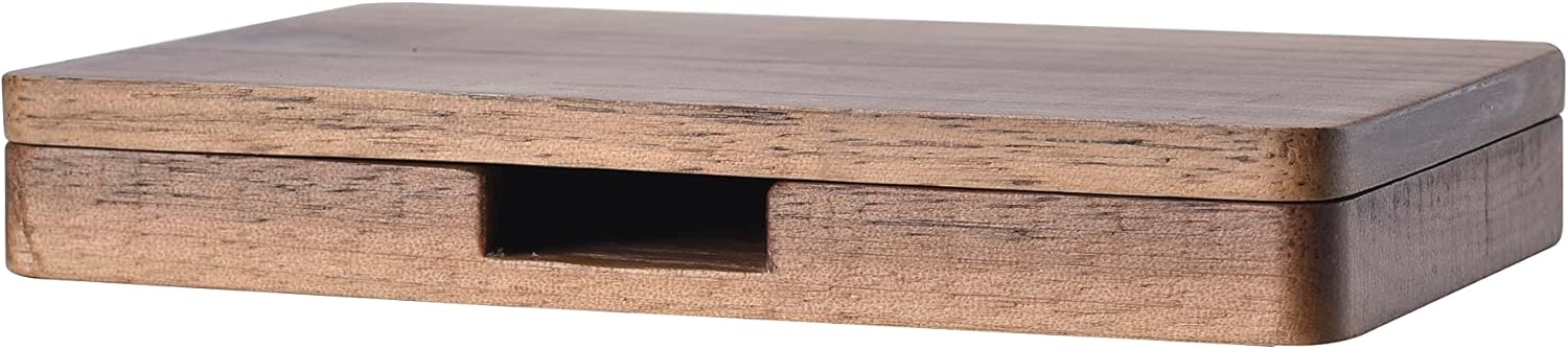 Tarjetero de madera para tarjetas de visita  Tarjetero de bolsillo con cierre magnético, estuche cuadrado de madera de nogal negro para tarjetas de