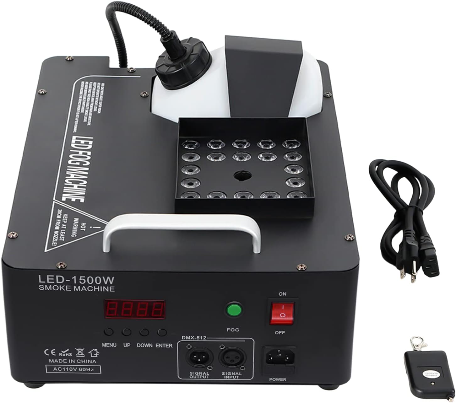 DYRABREST Máquina de niebla, máquina de humo LED de 24 RGB, 3 en 1, 1500 W, para fiesta, DMX inalámbrico, para DJ, escenario, con control remoto,