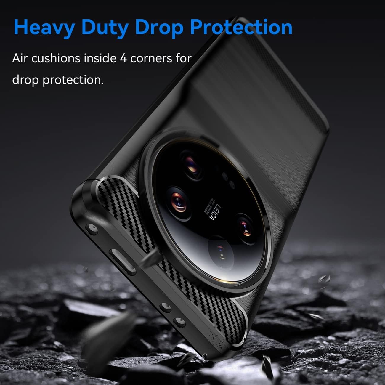 Funda de teléfono para Xiaomi 13 Ultra, mi 13 Ultra Case Fibra de carbono a prueba de golpes Escudo resistente antiarañazos TPU suave contraportada