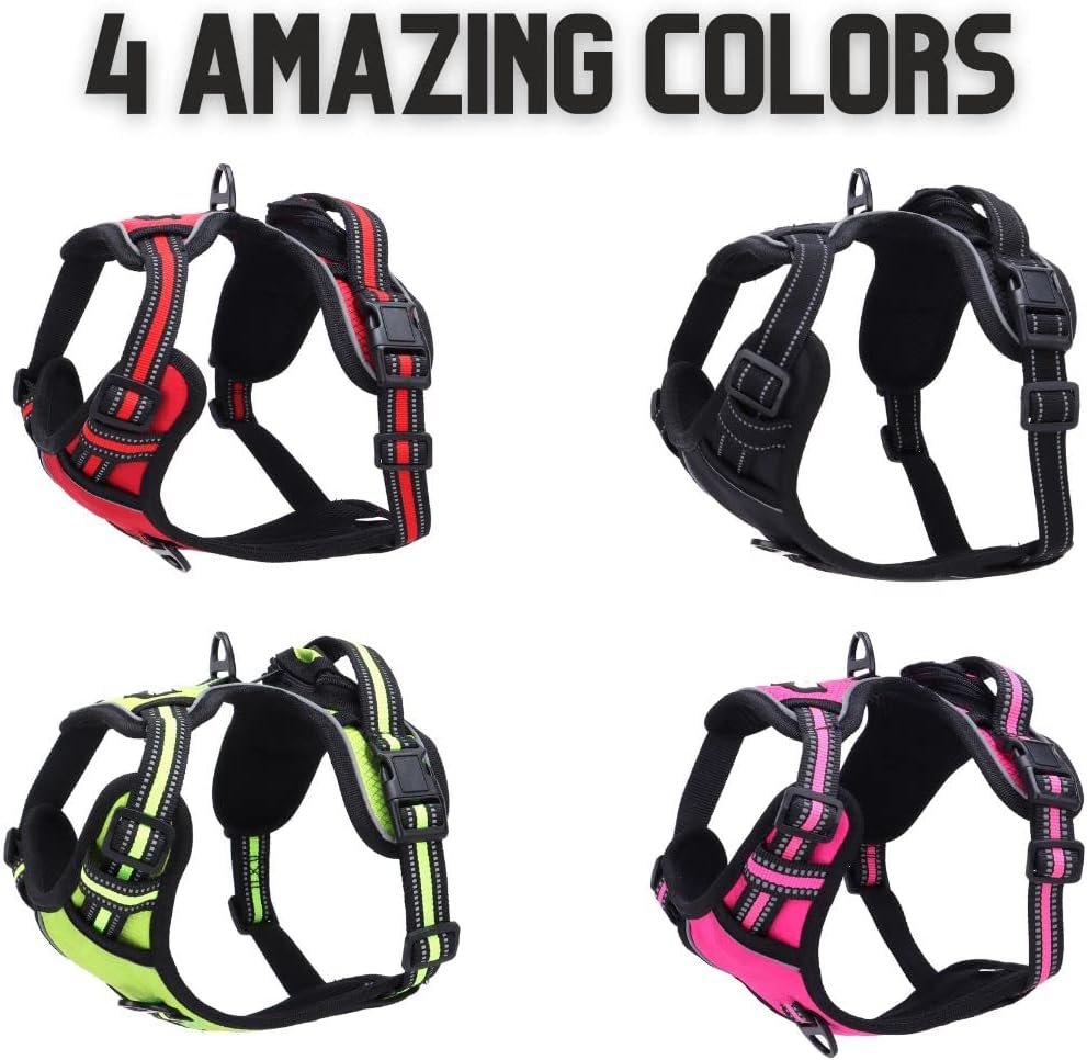 Arnés para perro  Sin tirones, reflectante, ajustable en 4 direcciones con soporte para bolsa de excrementos, máxima comodidad, suave, acolchado