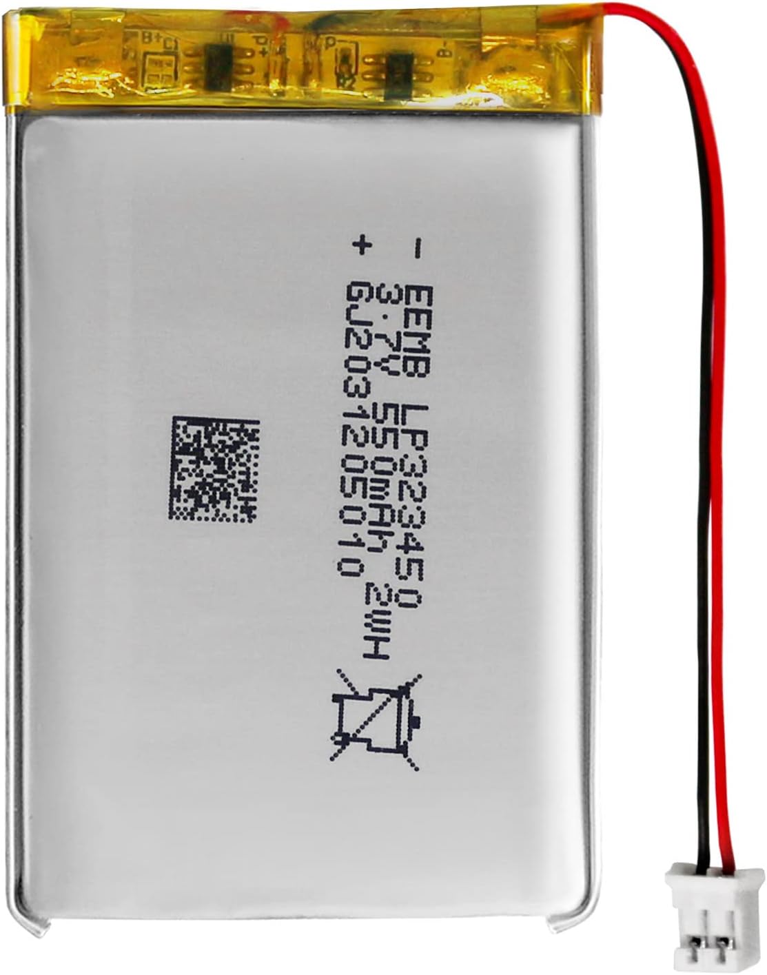 EEMB Batería recargable de iones de polímero de litio de 3.7V 550mAh 323450 Lipo con conector JST Asegúrese de que la polaridad del dispositivo