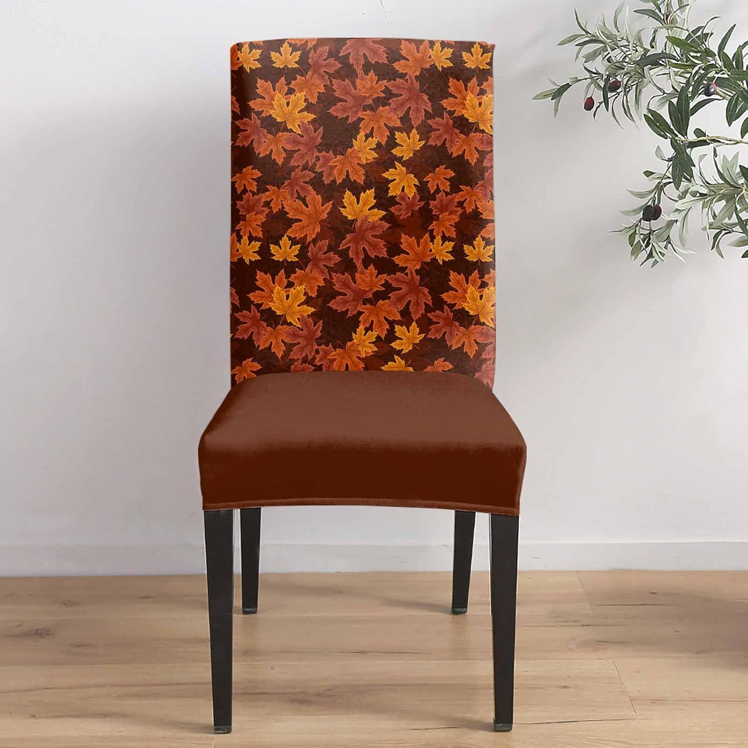 Juego de 8 fundas protectoras para sillas de comedor, diseño de hojas de arce naranja y Acción de Gracias, fundas protectoras para sillas Parsons