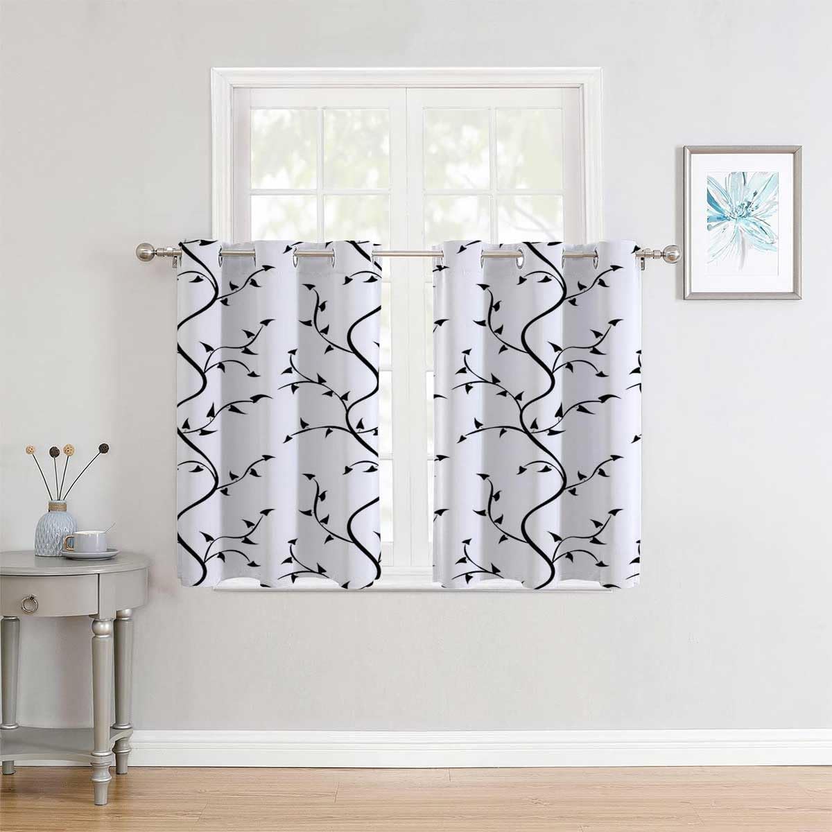 YANFENQI Cortina para Dividir Habitacion Black and White Lines Concise Door Curtains for Doorways Room Darkening 55Inch Width by 55Inch Length,2