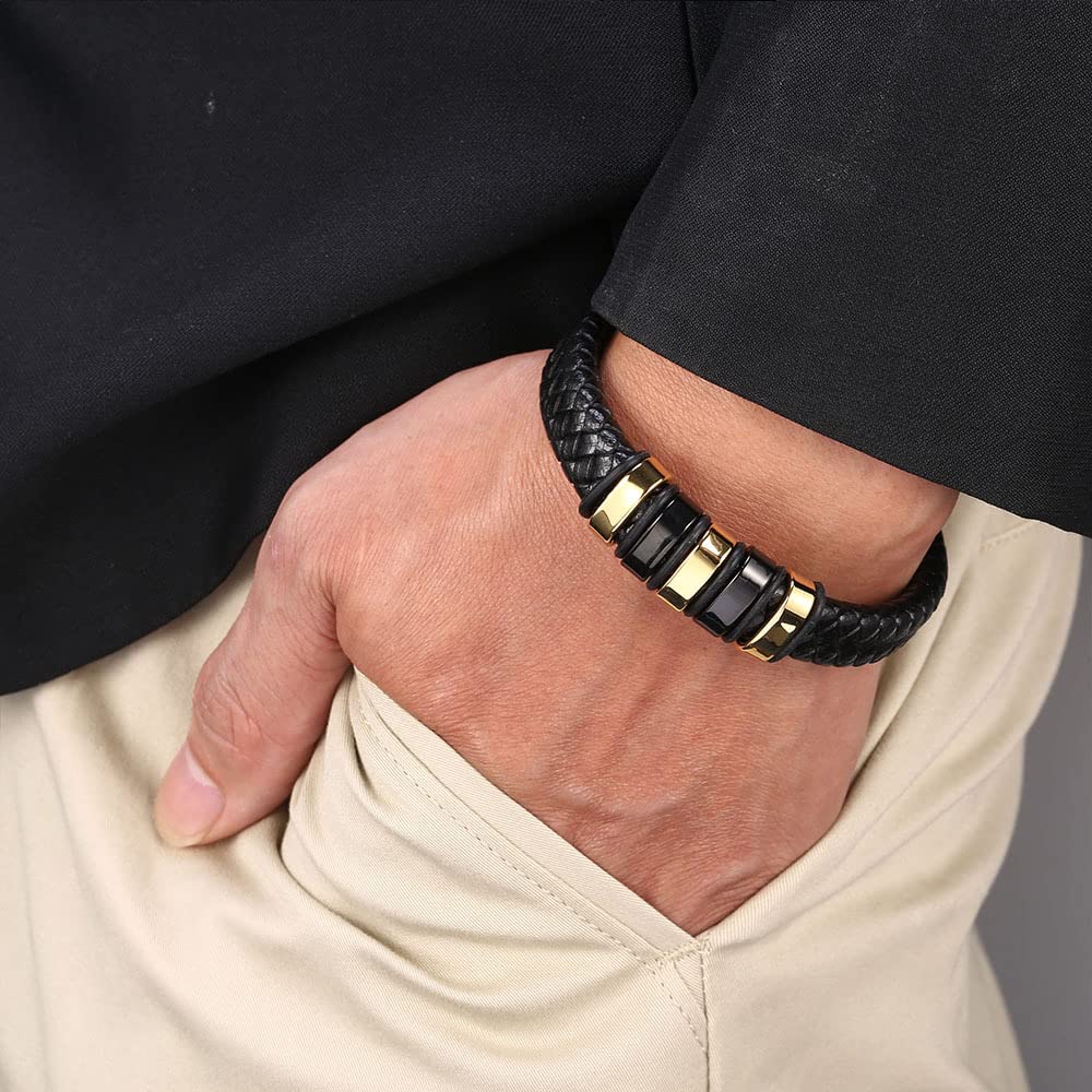 Men’s Handmade Bracelet Fashion and High-end Handmade Braided Leather Bracelet for Men,Handmade Braided Rope Wristband Bracelet Gift for Son