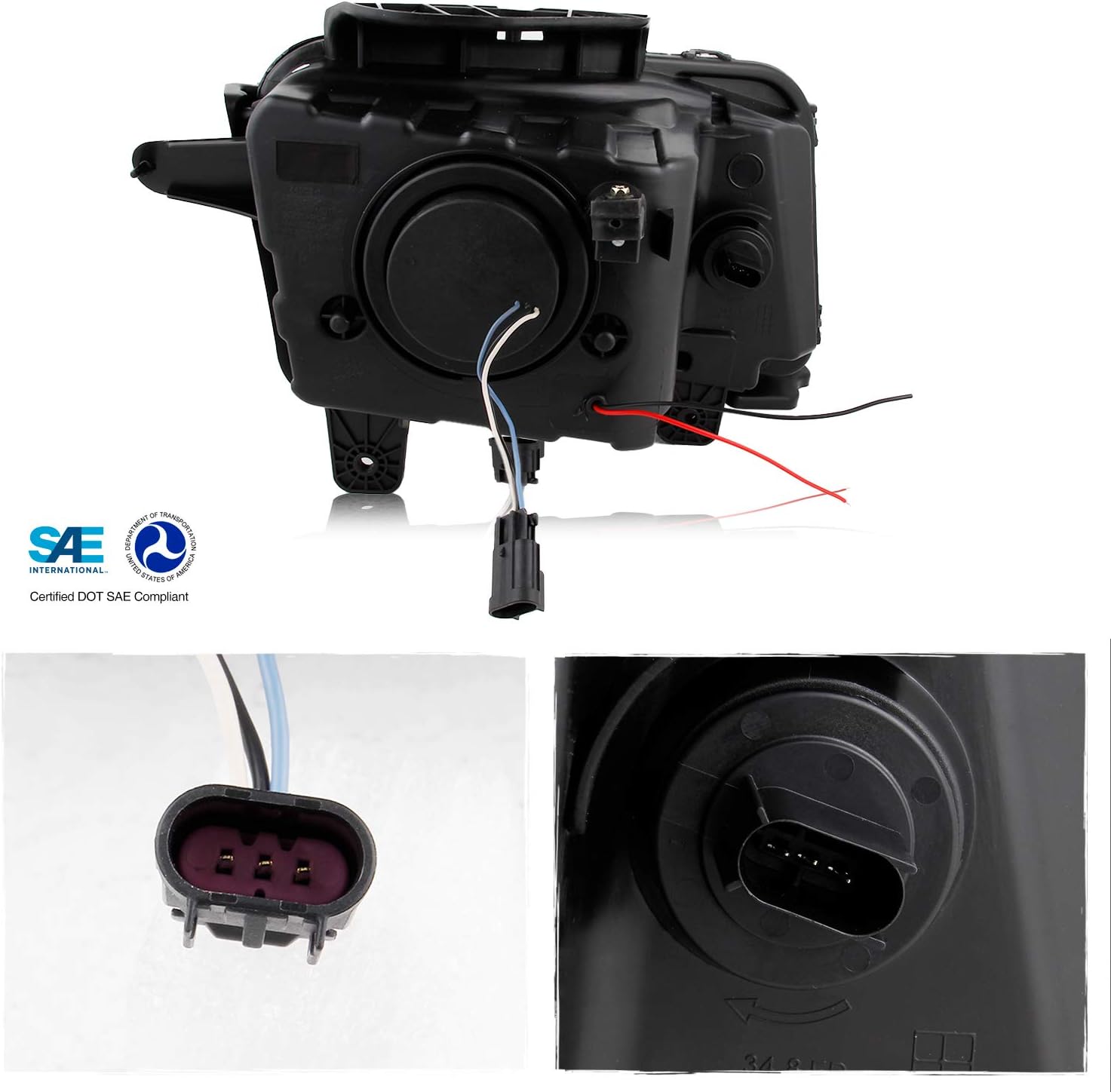 AKKON – Para negro 2010 2011 2012 2013 Chevy Camaro conductor y pasajero ambos lados proyectores faros delanteros