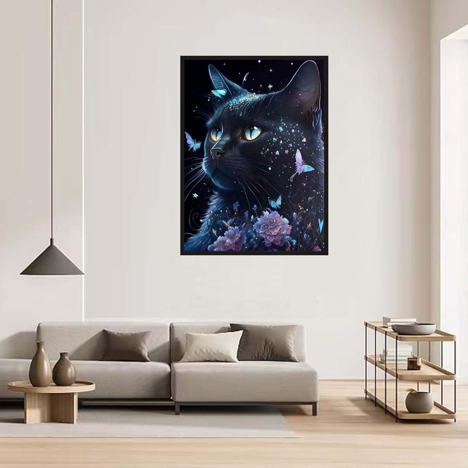 ZQEATRY Kits de pintura de diamantes de gato negro para adultos, kit de arte de diamantes de mariposa 5D para adultos principiantes, imágenes de
