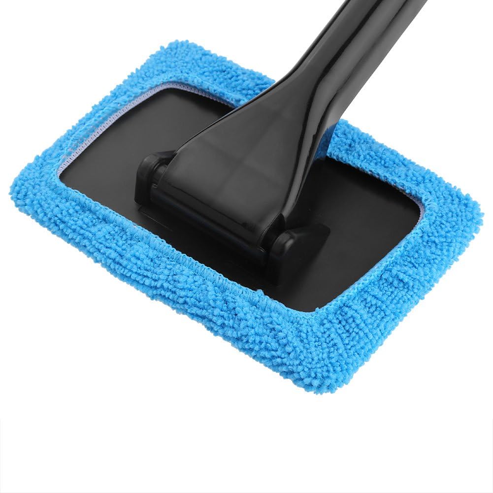 Herramienta de limpieza de vidrio para parabrisas, escobilla de goma duradera y almohadilla de microfibra para interior y exterior, limpiaparabrisas