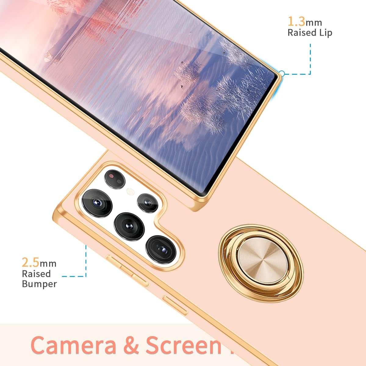Fingic Funda para Samsung Galaxy S22 Ultra, Galaxy S22 Ultra con soporte de anillo de 360  con soporte de anillo de 360  Soporte magnético Soporte
