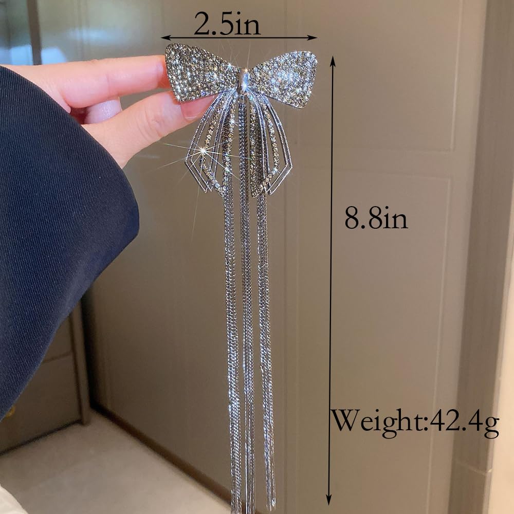 Pinza para el pelo de mariposa de cristal con diamantes de imitación de mariposa dorada con borla larga, pinza de mandíbula de mariposa de metal,