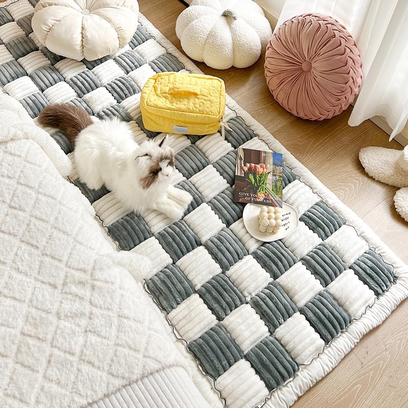 Garden Chic – Funda protectora de algodón para sofá, protector para sofá para dueños de mascotas (cuadrado gris nuevo, 27.6 x 59.1 in)