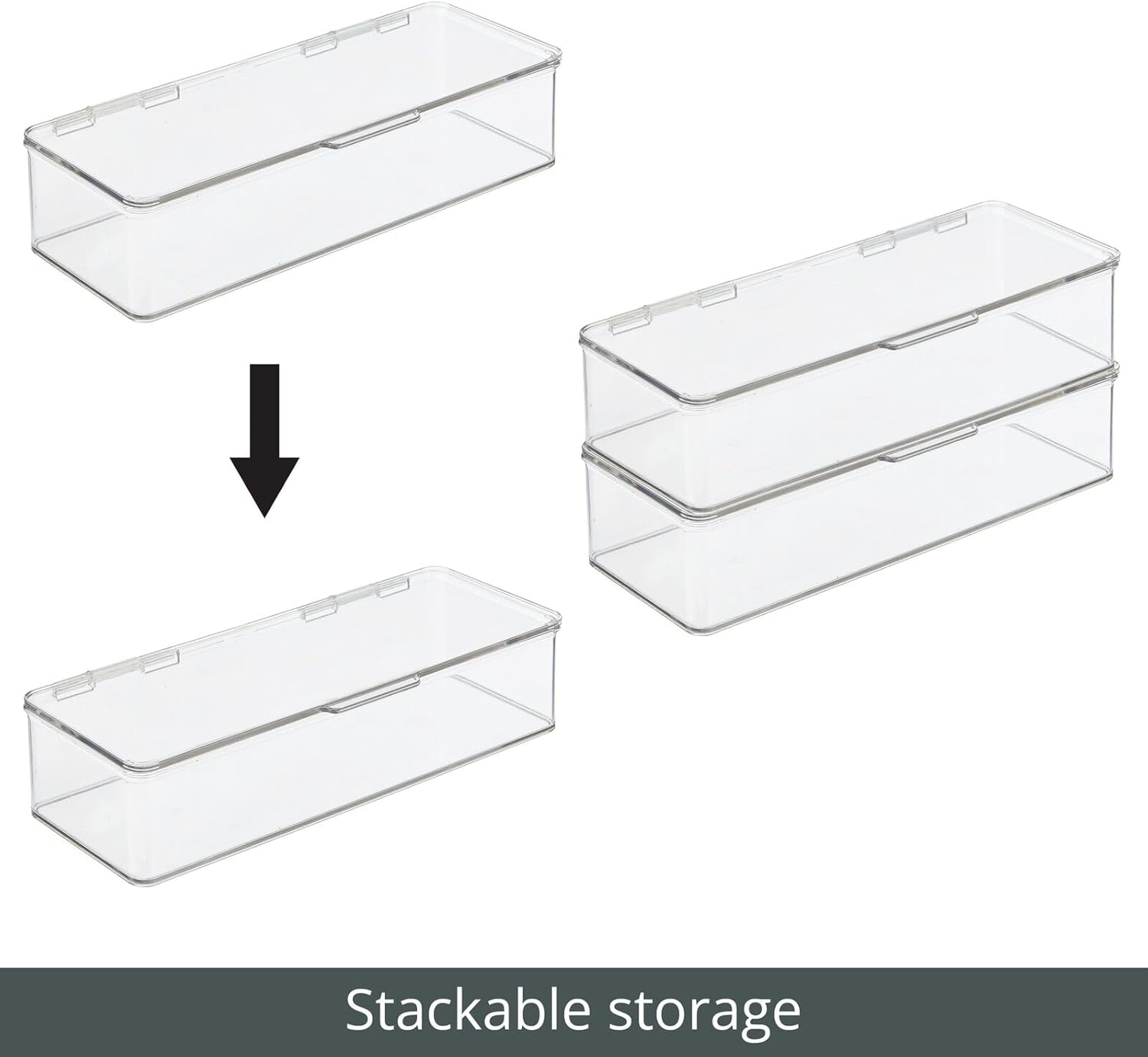 mDesign Contenedor organizador largo de plástico con tapa con bisagras, capacidad para juguetes pequeños, bloques de construcción, rompecabezas y