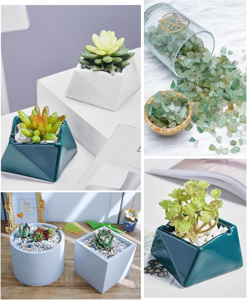GLOREIEY Chips de fluorita turquesa, piezas de cuarzo de cristal triturado, pequeñas piedras pulidas para manualidades, fabricación de joyas,