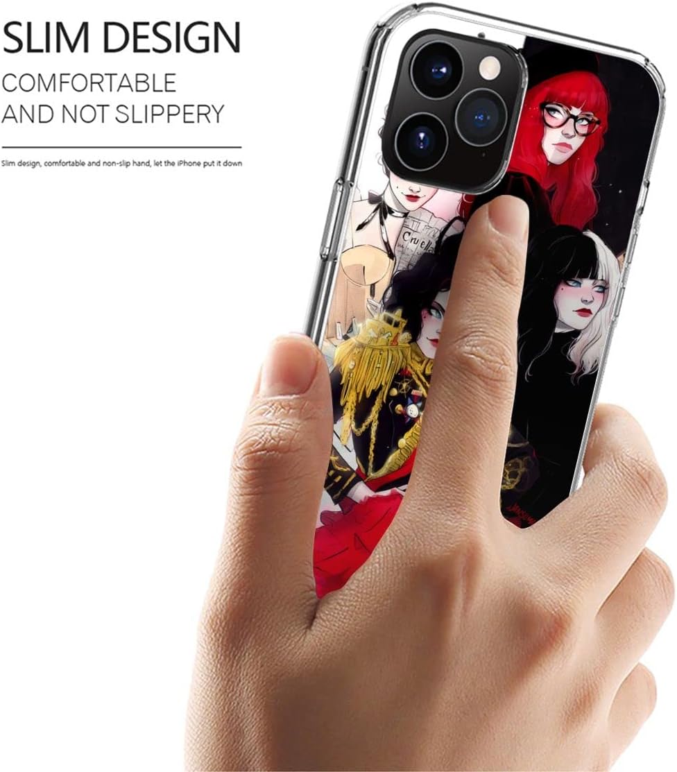 Cruella – Funda estética a prueba de golpes, compatible con iPhone 15 14 13 12 11 X Xs Xr 8 7 6 6s Plus Mini Pro Max transparente