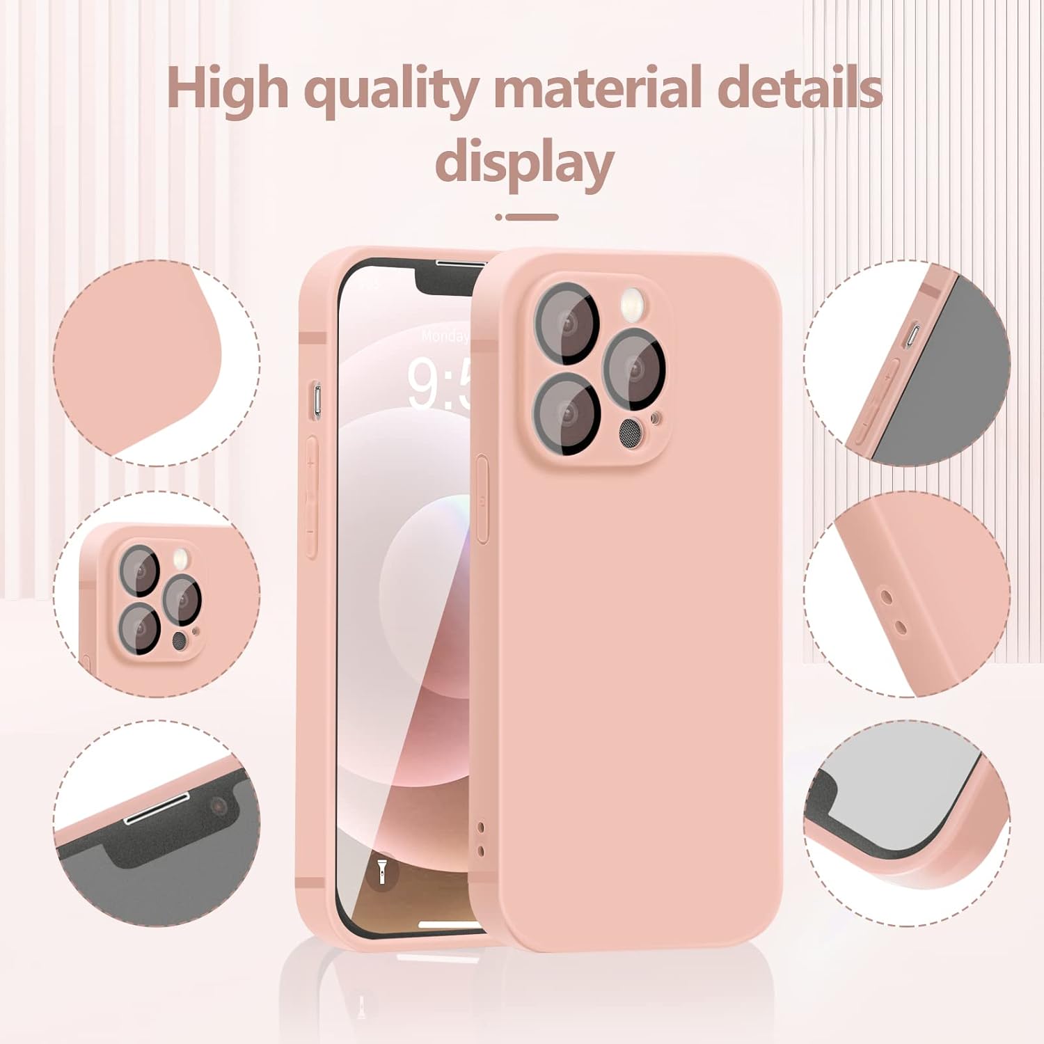 YZR Silicone Case for iPhone 12 Pro Case 6.1 inch, Individual Protection for Each Lens, Liquid Silicone Phone Case with Microfiber Lining (Light