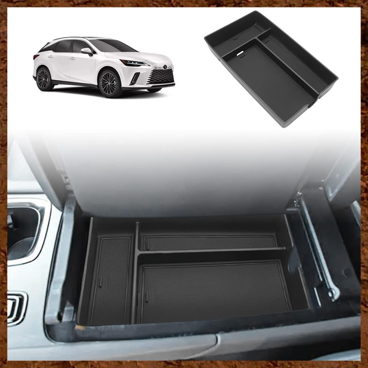 Compatible con Lexus RX 2023, organizador de consola central, bandeja de inserción, reposabrazos de material ABS, caja de almacenamiento secundaria,