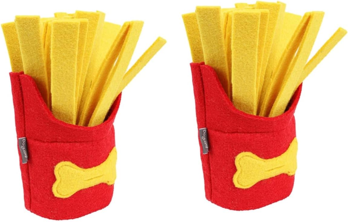 balacoo Juego de comida interactiva en forma de felpa masticable chirriante papas fritas juguetes habilidades ocultar forraje lento para cachorros,